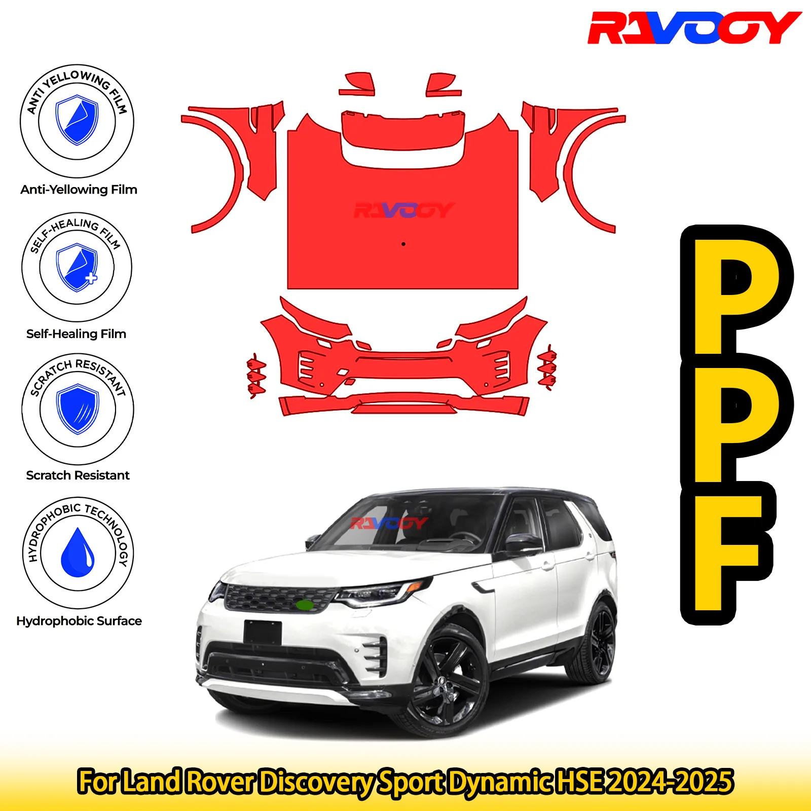 

For Land Rover Discovery Sport Dynamic HSE 2024-2025 Glossy Matte Black Precut front PPF Kit Paint Protection Film