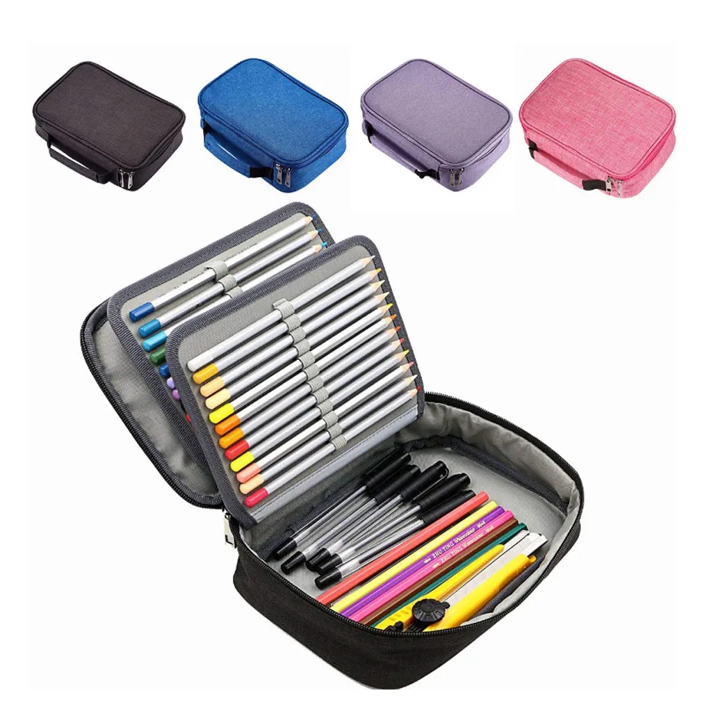 Школьные пеналы с 72 отверстиями, вместительная коробка для ручек, тканевая сумка для хранения для девочек