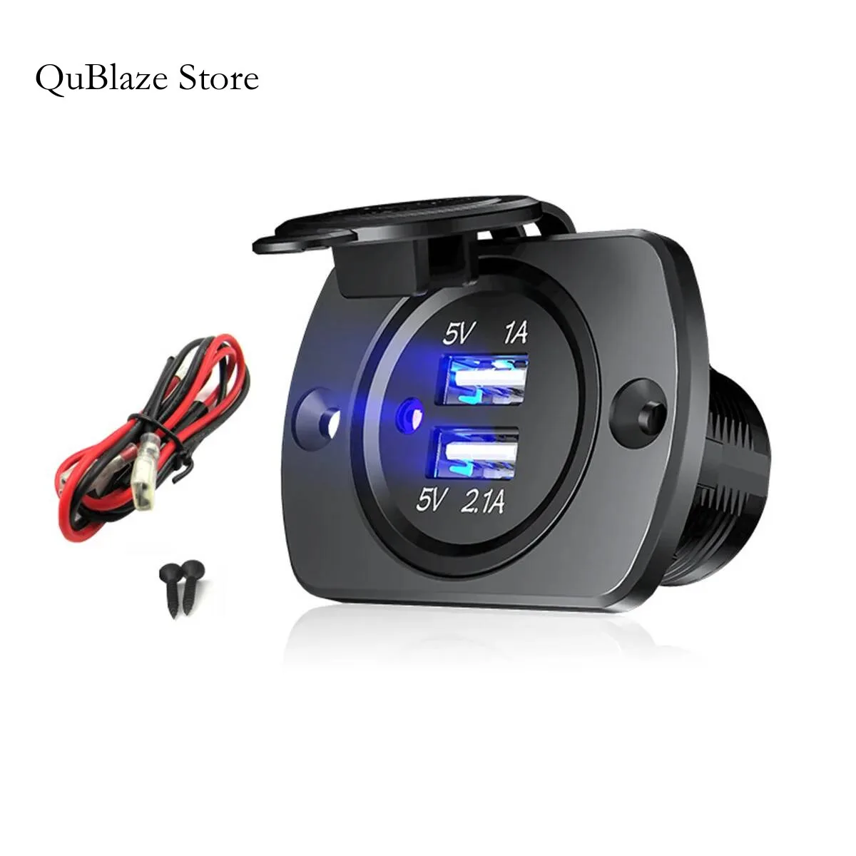 

Dual USB 5V 3.1A 12V Car Charger With Panel Waterproof Power Adapter Socket Outlet For Vehicle Boat Truck Motorcycle