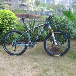 Carbon Mountain Bicycle MTB Bike 26er City Cycle Full Speed Disc Brake Hardtail Blue 3x9 Speed