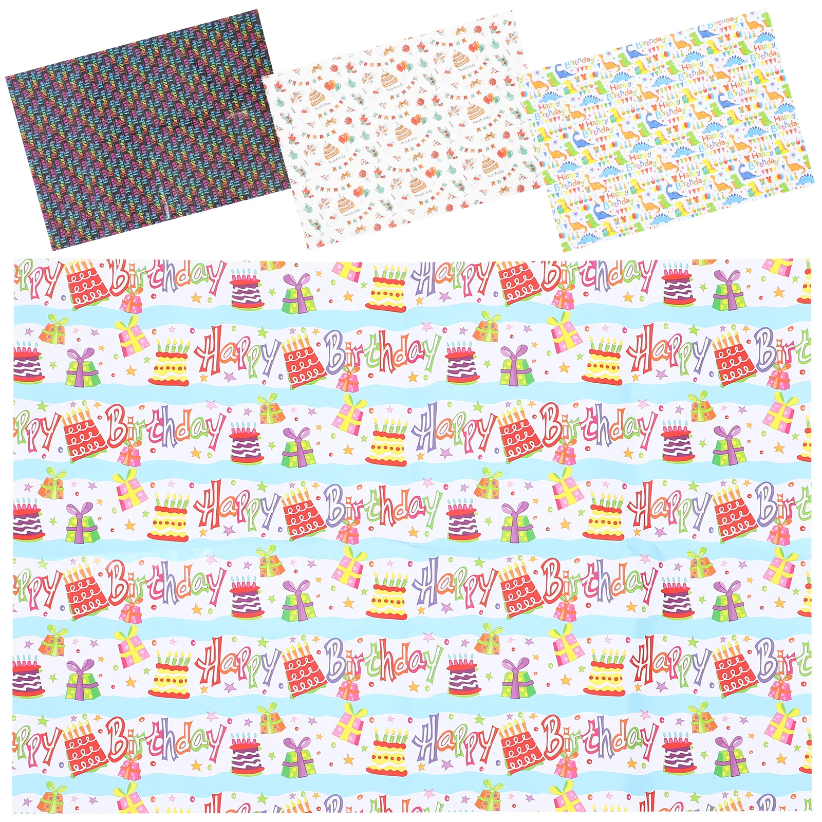 

4pcs Birthday Coated Reusable Wrap Sheets Bright Color For Kids Party Presents Roll Design Decorative Sheets \ Papers,