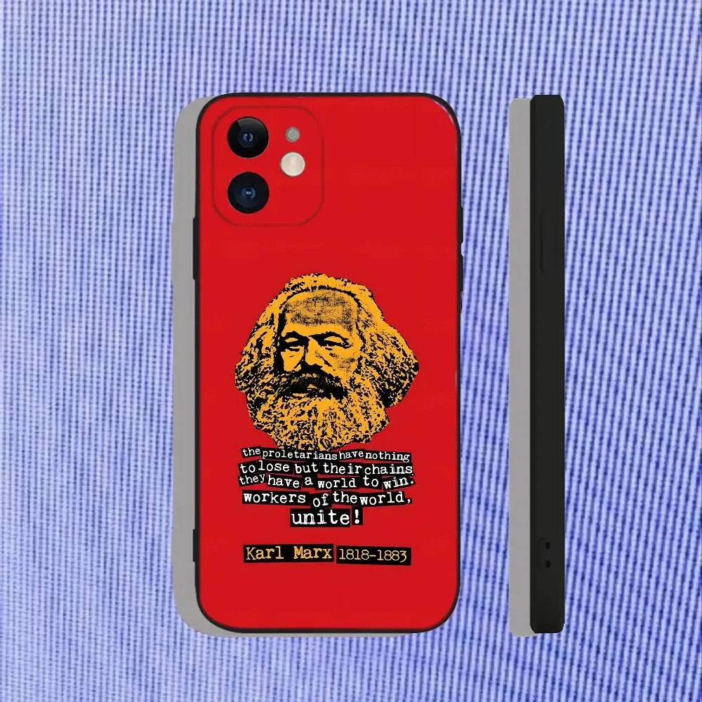 حافظة هاتف كارل ماركس لهاتف آيفون 16,15,14,13,12,11,Pro,Max,Plus,X,XS,XR,SE,8,7,Mini,soft Silicone Black Case