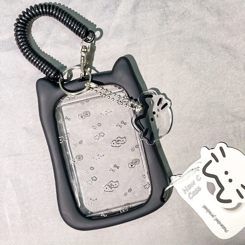 

Cat Ear Photocard Holders Cute Photo Frame Student Campus Meal Card Cover Backbag Pendant Ornament Keychain ID Card Holder