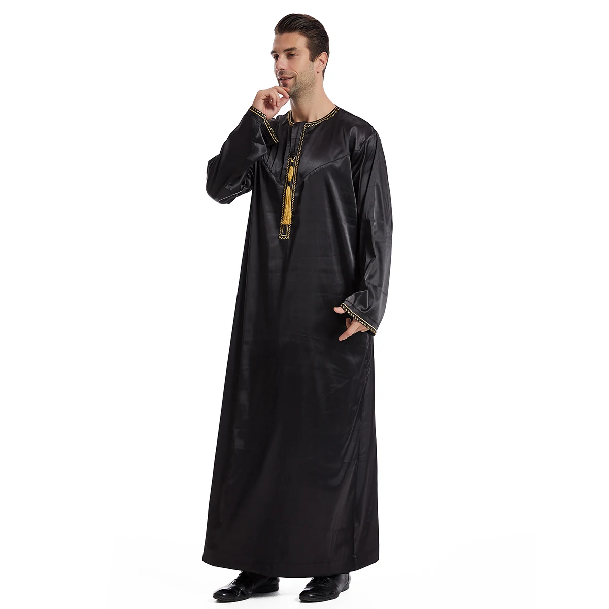 Luxury Men Jalaba Homme Musulman 2024 Dubai Turkey Caftan Tassels Abaya Male Thobe Long Robe Plus Size 3XL TH833