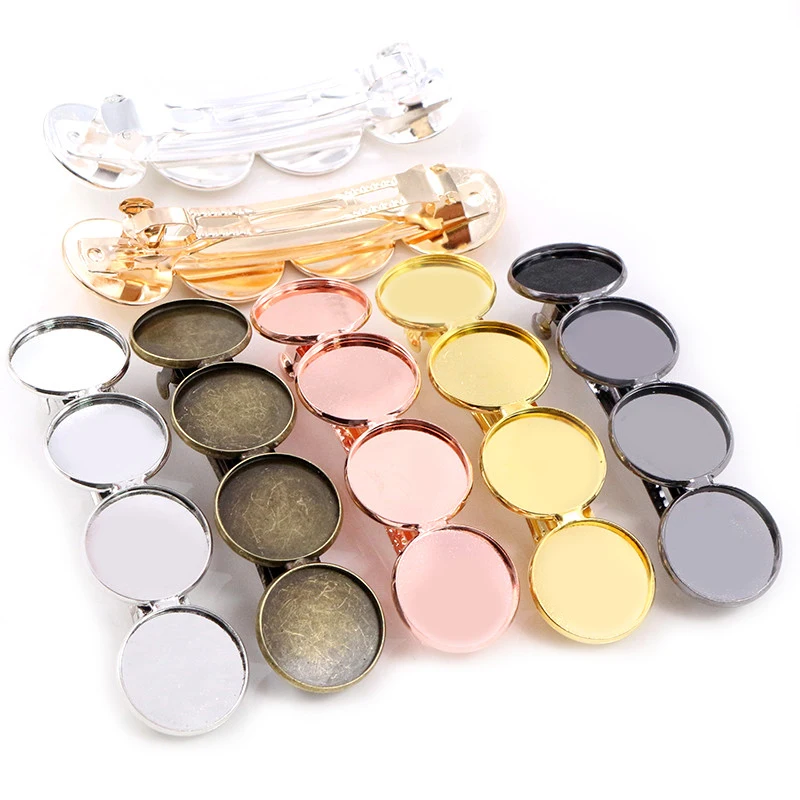 5pcs 20mm 12mm with 4 cameo High Quality Silver Plated / Bronze Gold Copper Material Hairpin Hair Clips Setting