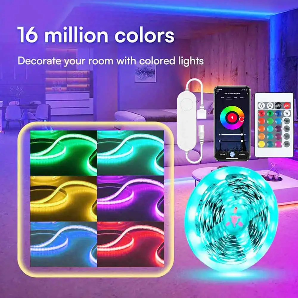 USB 5V Tuya COB LED Strip Light RGBIC WIFI Strip Lights Tape Addressable Flexible Smart APP Control Support Alexa Google Home