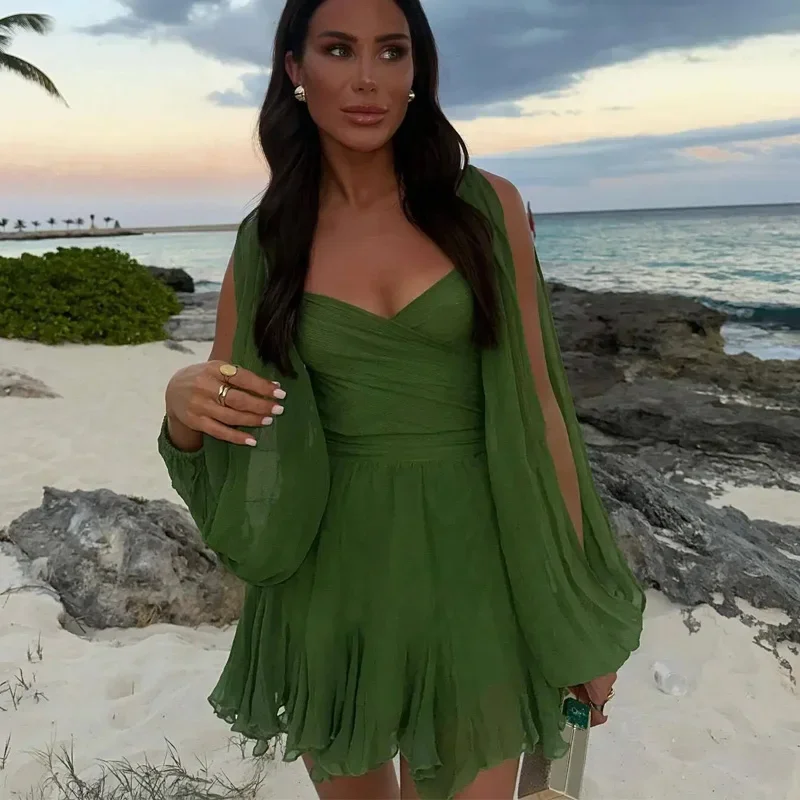 Tied Backless Green Mini Dress Off Shoulder Bodycon Leopard Short Dresses Summer Vacation Cut Out Purple Black Beach Dress
