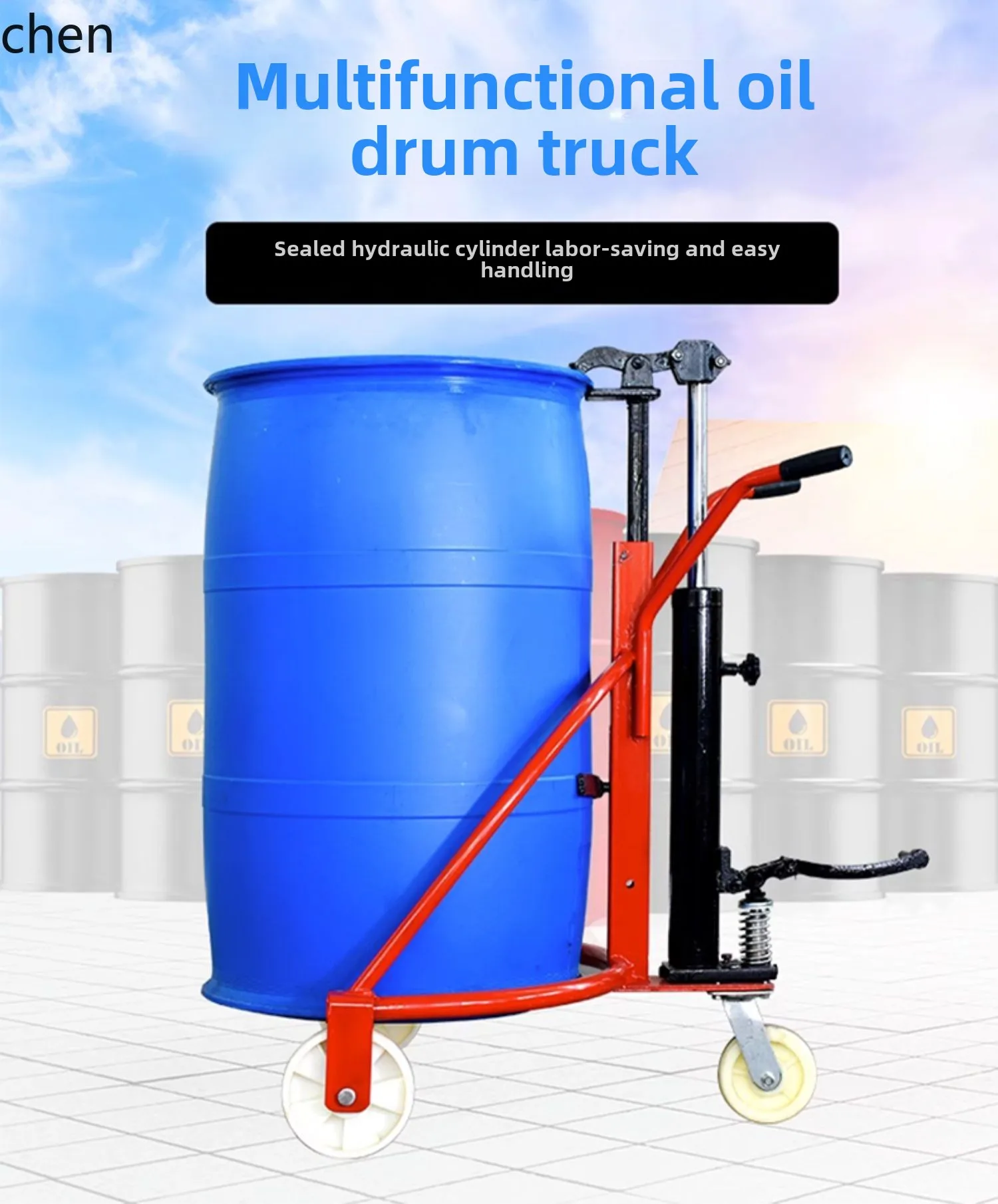 D2-28  manual hydraulic oil drum handling trolley iron drum plastic forklift loading and unloading truck