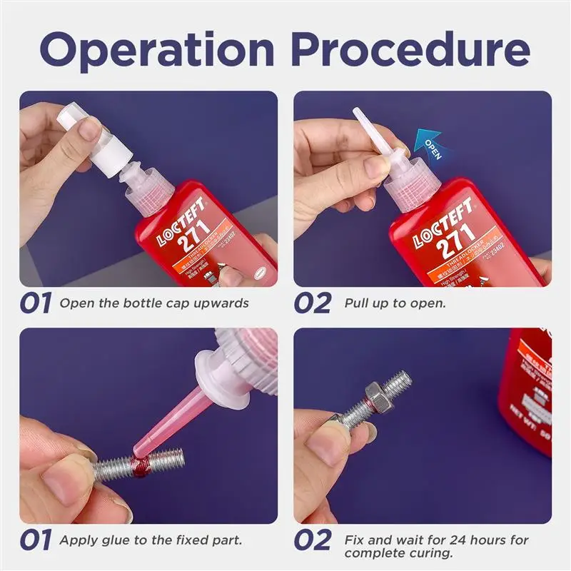 غراء لولبي لخزانة الملابس ، عامل قفل الخيط سريع الشفاء ، لاصق لا هوائي ، مقاوم للتآكل ، غراء مضاد للرخاء ، 50: 50 #6