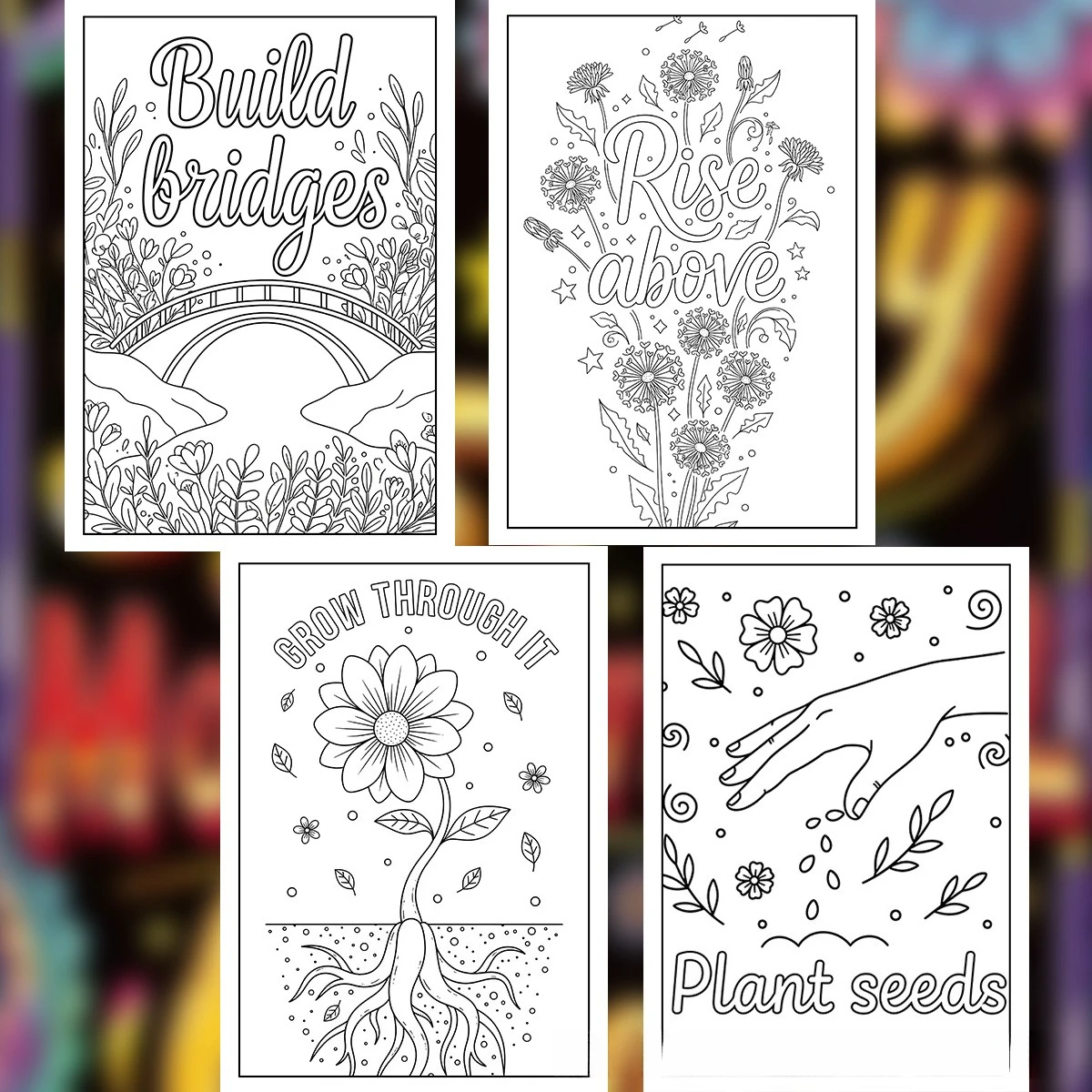 A4 Motivational Quotes Coloring Book 24 Pages Inspirational Sayings Art for Adults Stress Relief Relaxation Gift