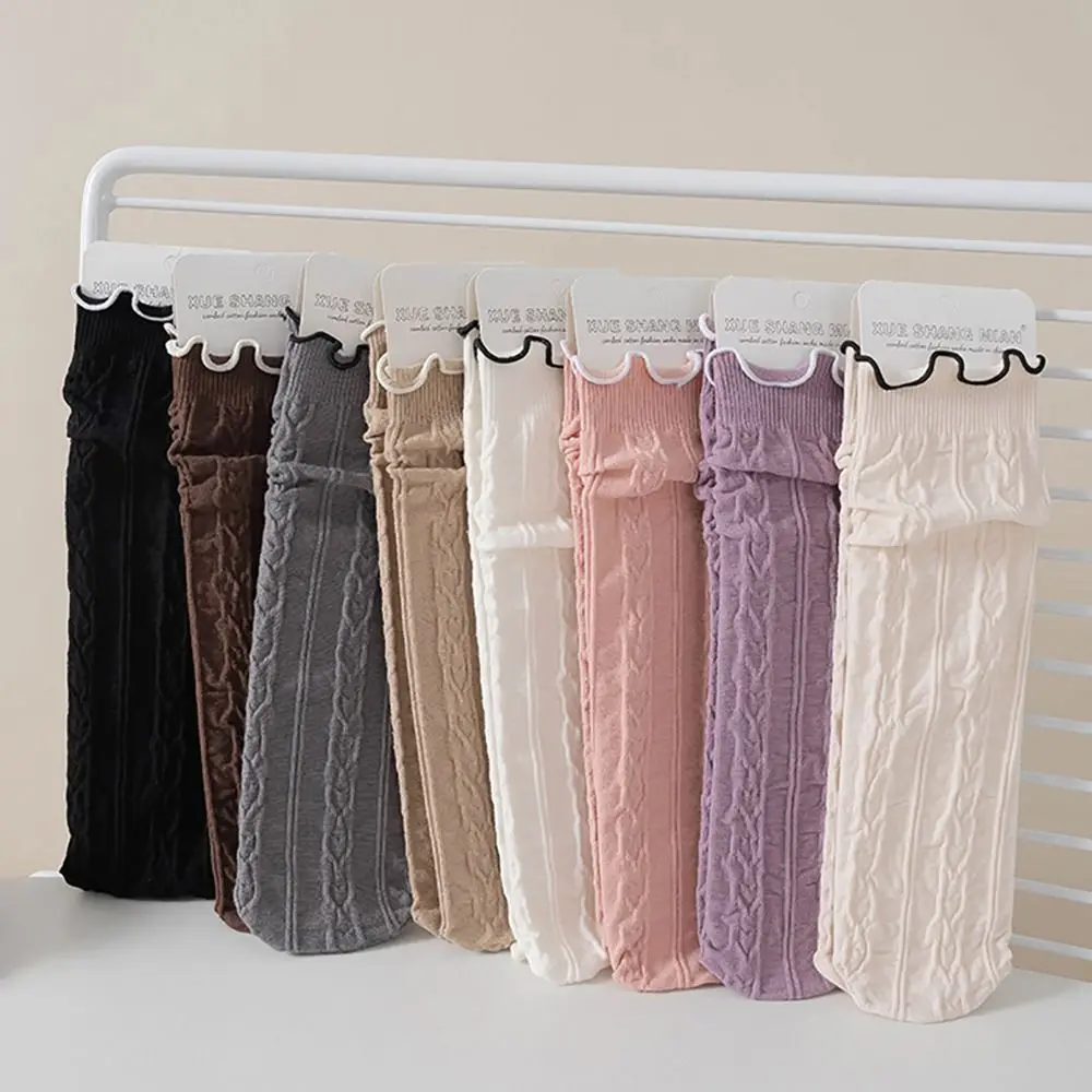 

Fashion Cotton Lolita Sock Solid Color Ruffle Girl Long Socks Children Stockings Girls