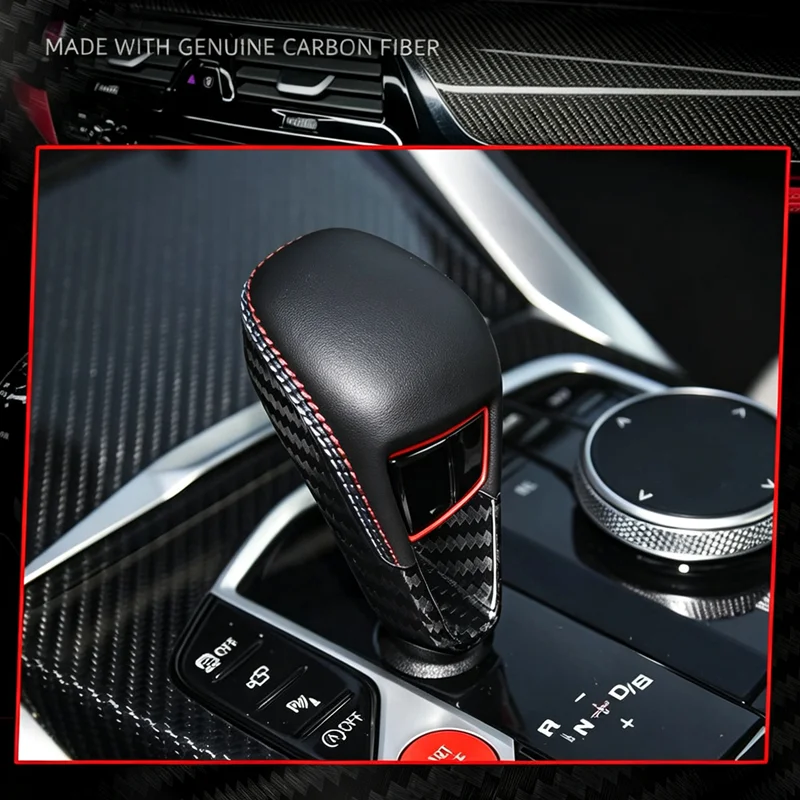 Real Carbon Fiber Gear Shift Knob Cover Case Sticker For BMW M2 G87 M3 G80 M4 G82 G83 M8 X3M F97 X4M F98 X5M F95 X6M F96 XM Capa