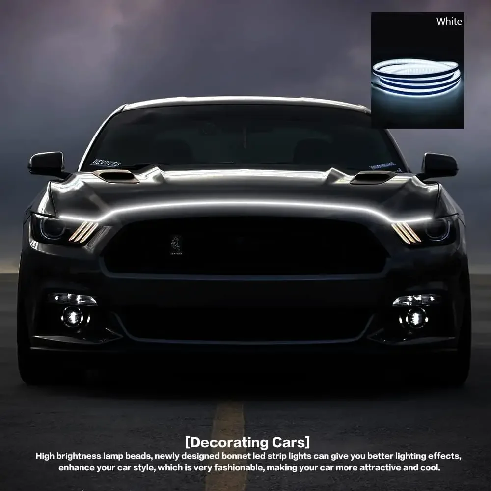 Car Hood Led Strip Lights Car LED Lights Flexible LED Hood Light Strip Engine Hood Guide Decorative Light Bar Waterproof