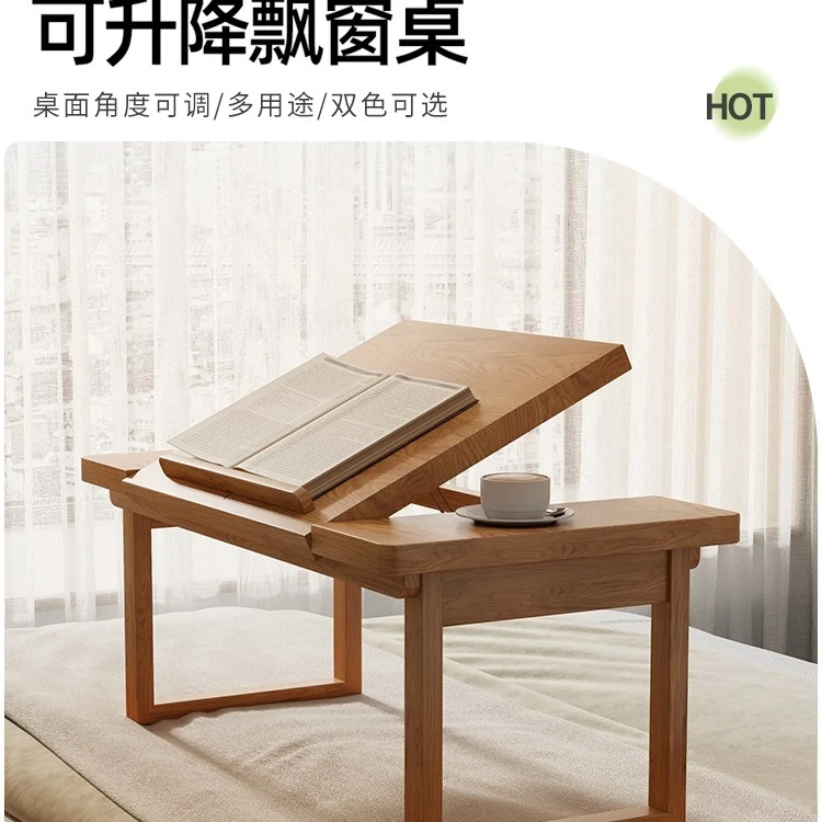 The small table on the pure solid wood bed can be folded and folded, children learn to do homework, kang table, coffee table, ta