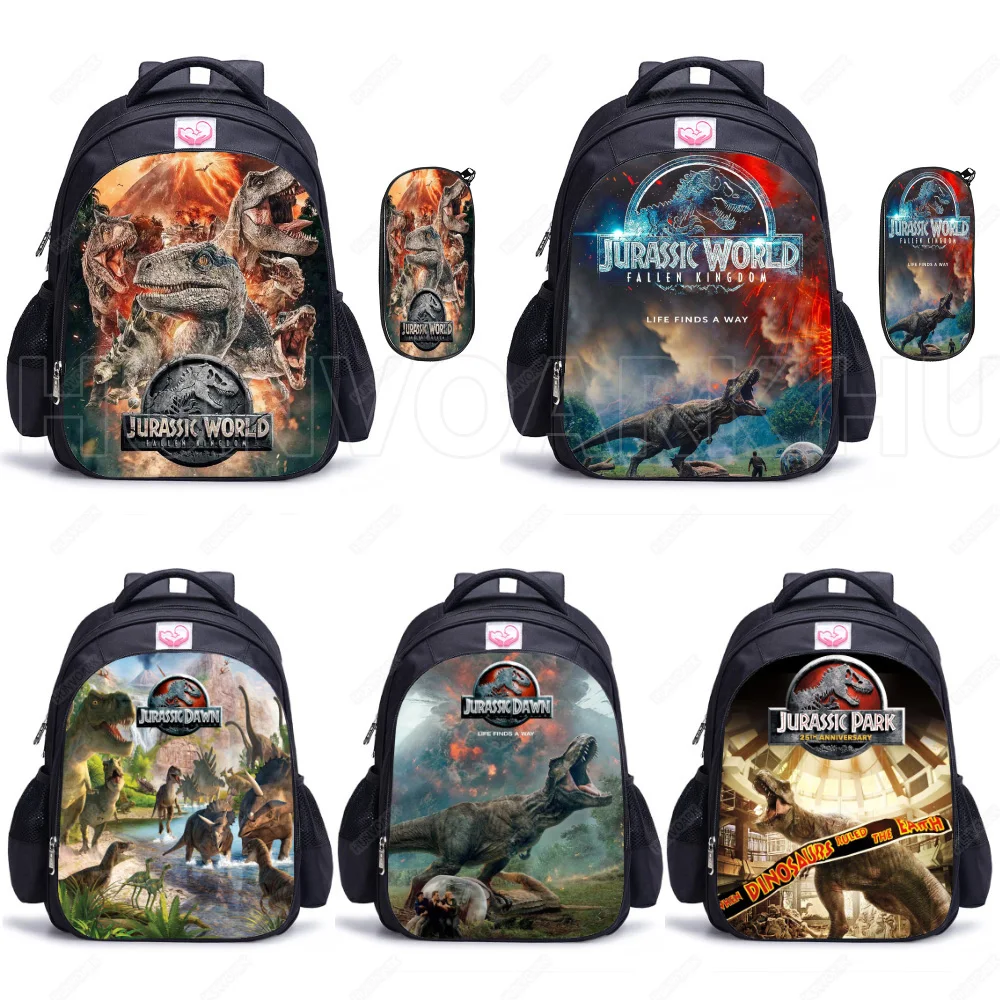 Jurassic Park Backpack for Student Cartoon Back to School Mochila 16inch Boys Girls Kids 3D Knapsacks Chlidren School Bags