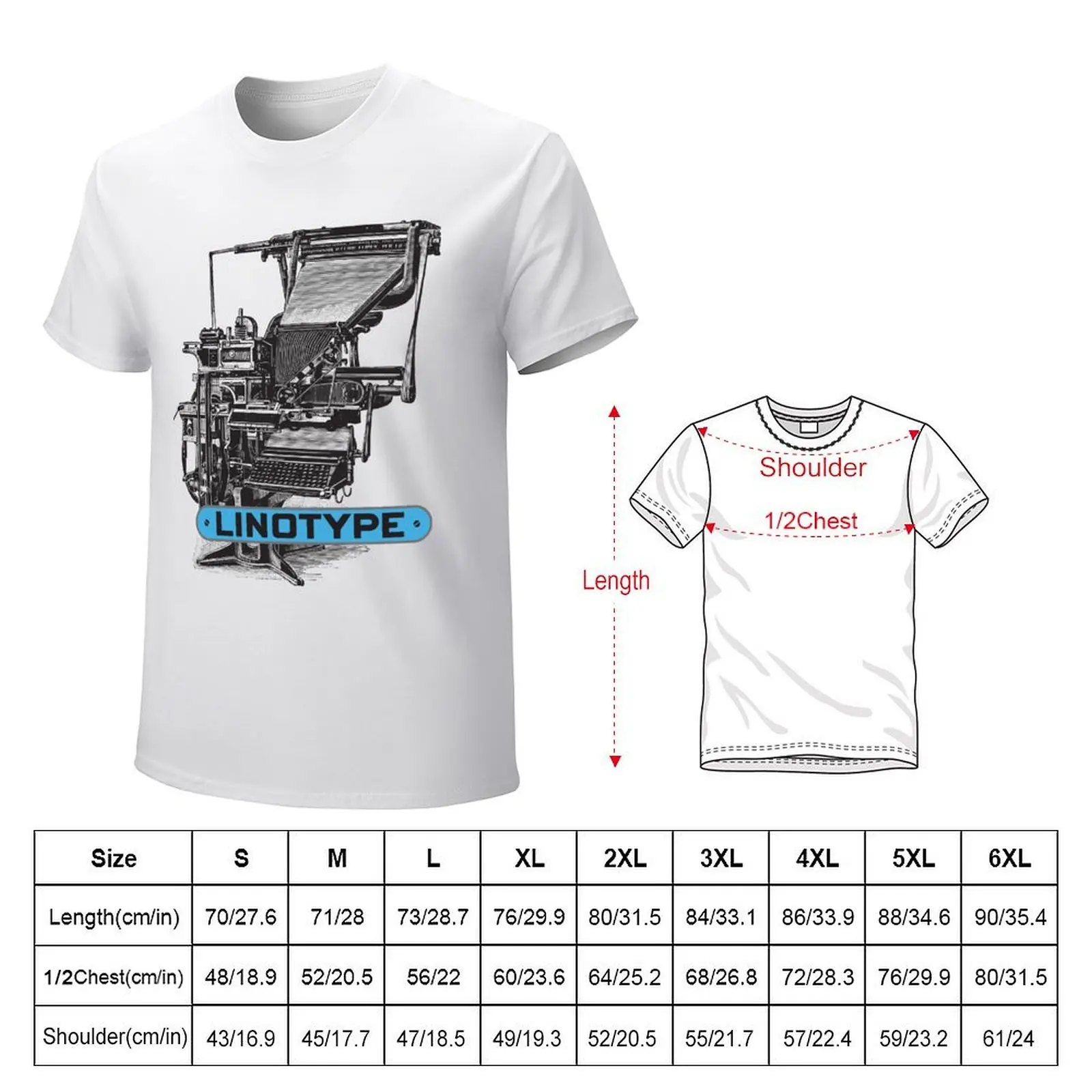 Linotype, letterpress T-Shirt oversized graphics cute tops summer clothes heavyweight t shirts for men