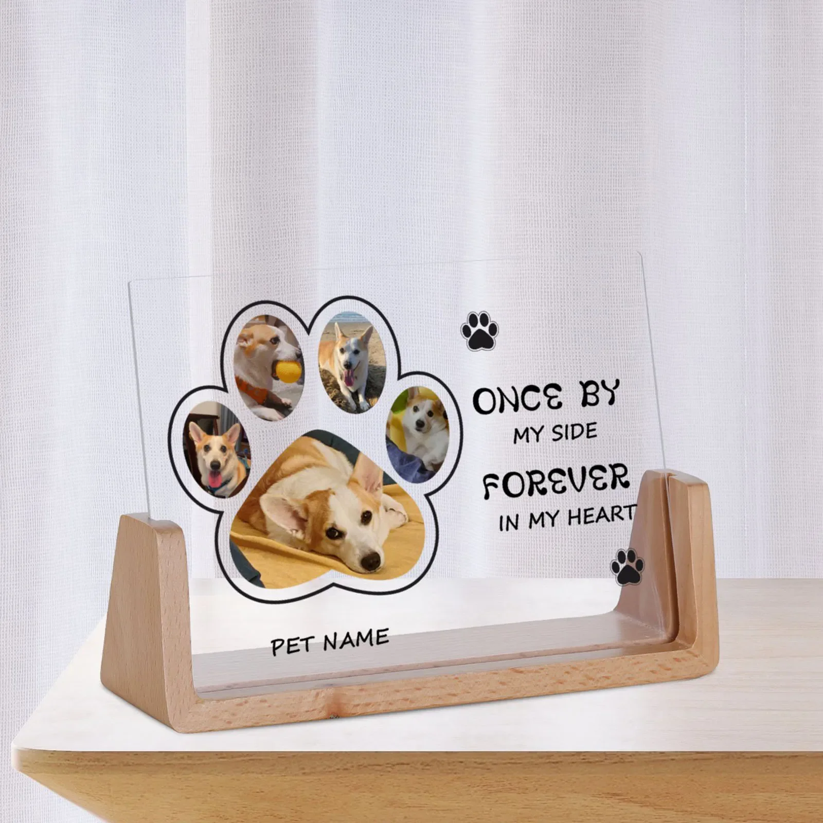 Personalized Dog Collage Photo Frame Custom Once By My Side Forever In My Heart Memorial Gift Picture Frame for Pet Lover Owner