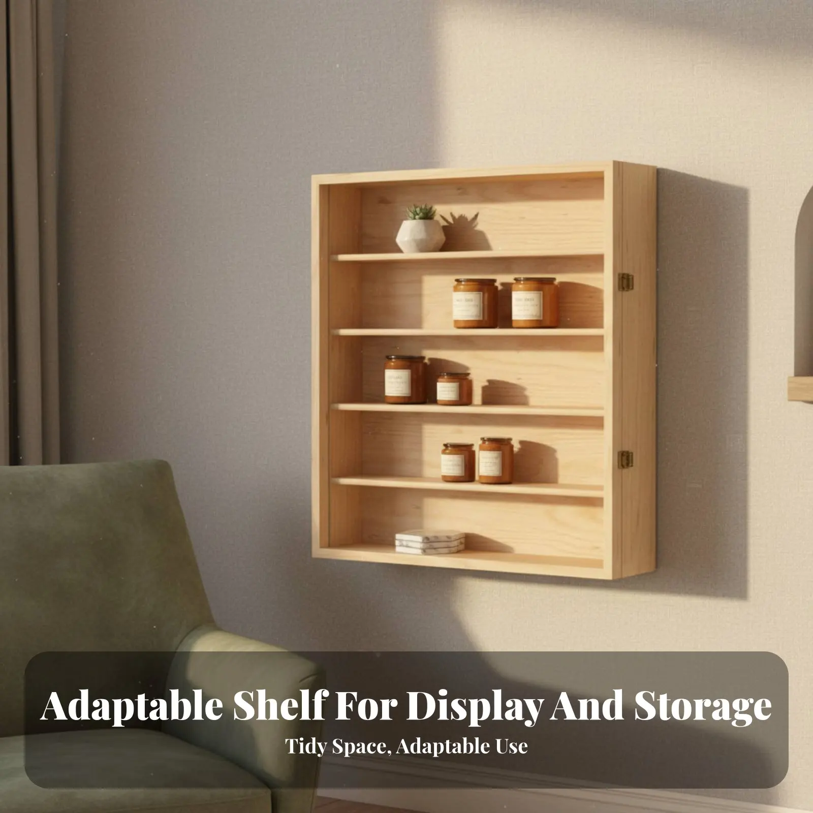 

Narrow Behind-the-Door Collectible Cabinet Space-Saving Behind-the-Door Organizer Mortise and Tenon Joinery No Assembly Required