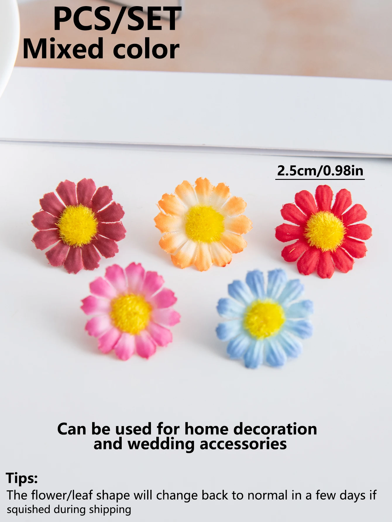 50/100 Stück Künstliche Blumen Sonnenblume Seiden-Gänseblümchen Großhandel Heim Hochzeitsdekoration DIY Geschenk Scrapbook Kunstpflanze Festkranz – Detail 7
