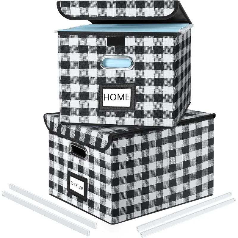 

Collapsible File Storage Organizer Boxes with Lids, Huolewa Hanging Filing & Storage Boxes for Office/Decor/Home, Fil