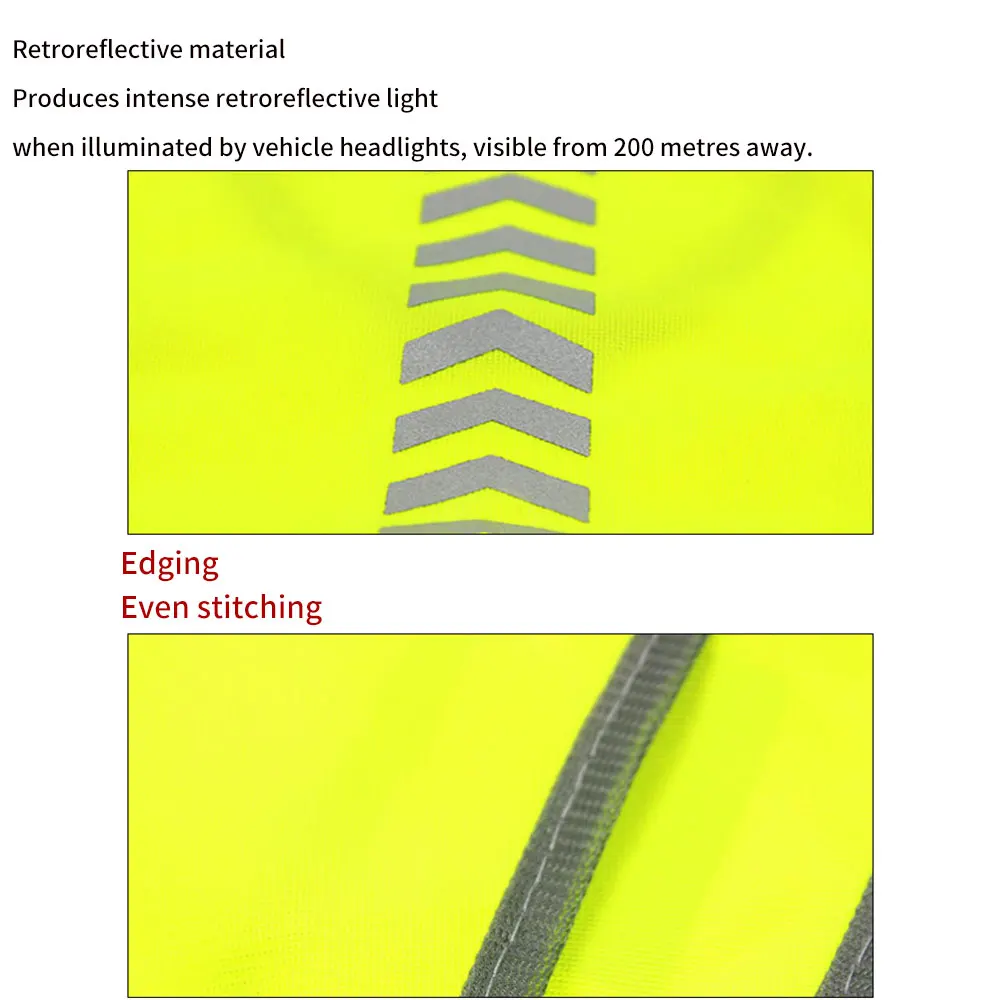 Cycling Motorcycle Reflective Safety Vest Jacket Fluorescent Green Working Clothes Top Night Visible Running Racing Traffic Coat