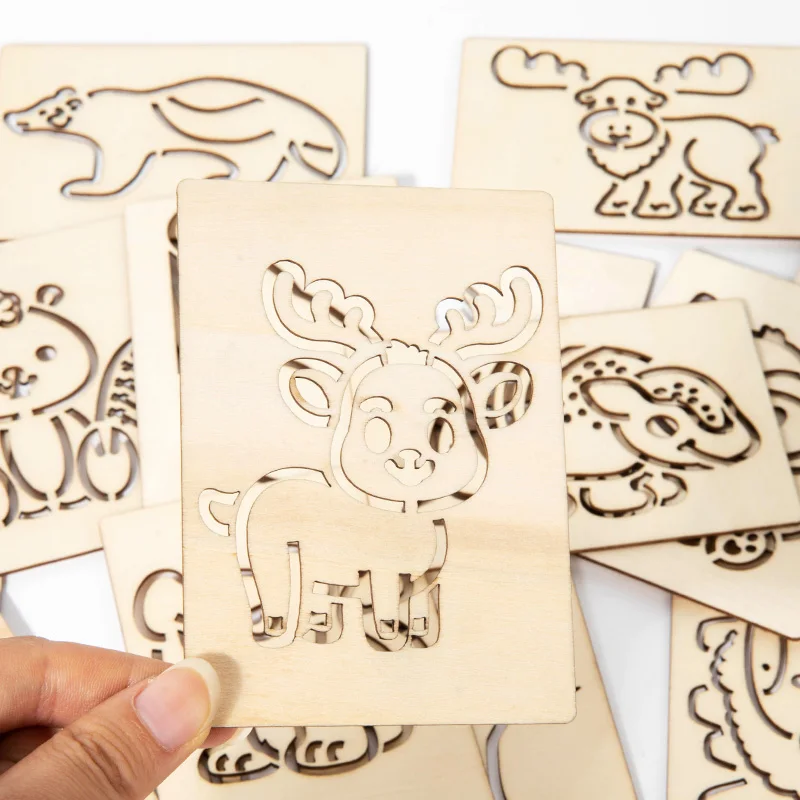 15 stücke Zeichnung Spielzeug Holz DIY Malerei Schablonen Set Handgemachte DIY Zeichnung Färbung Hilfe Werkzeug Pädagogisches Spielzeug Für Kinder Geschenke