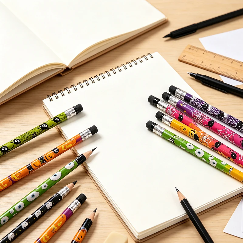 12/24/36PCS Halloween Pencils Random Mix Spooky Prints Assorted Colors Festive Stationery Set Holiday Gifts Writing Supplies ZYF view 5