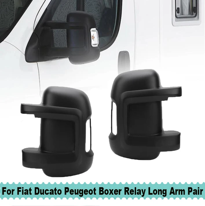 

1 Pair Car Rearview Mirror Protective Cover Fit For Fiat Ducato Peugeot Boxer Relay Long Arm Black/White Rearview Mirror Cover
