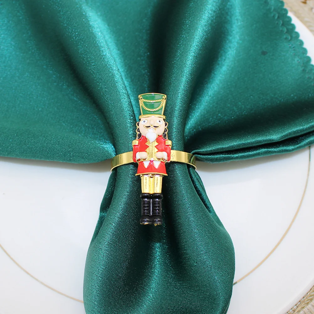 Napkin Buckle for Hotel Christmas Rings Elegant Decor Nutcracker Shaped Table Decoration