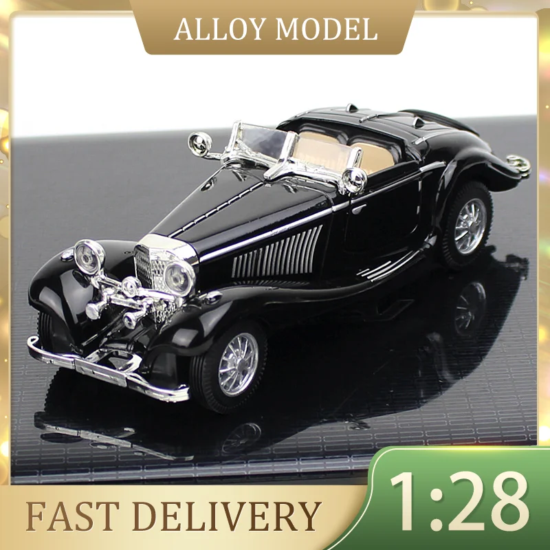 1:28 Model Car Diecast Alloy And Rubber 500K Decoration Exquisite Miniature Vintage Car Simulation Collection Kids Toy Gifts