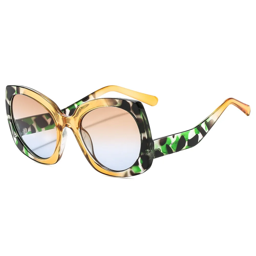 

New Fashion Color Matching Casual Comfortable Trend Women Sunglasses Gradient Cat Eye Large Frame Personality Men Glasses UV400