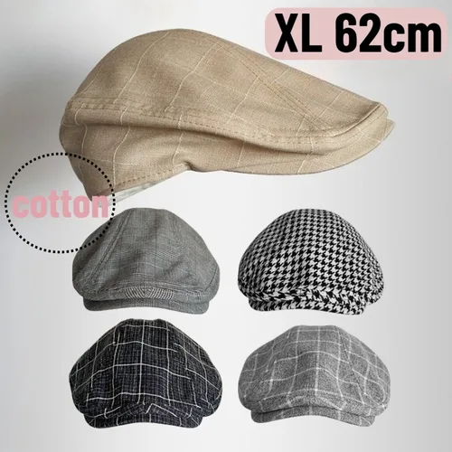 Nuevas boinas Retro de algodón puro XL62cm para hombre, talla grande, verano al aire libre, gorra transpirable para vendedor de periódicos, sombreros de pintor juvenil de artista para mujer
