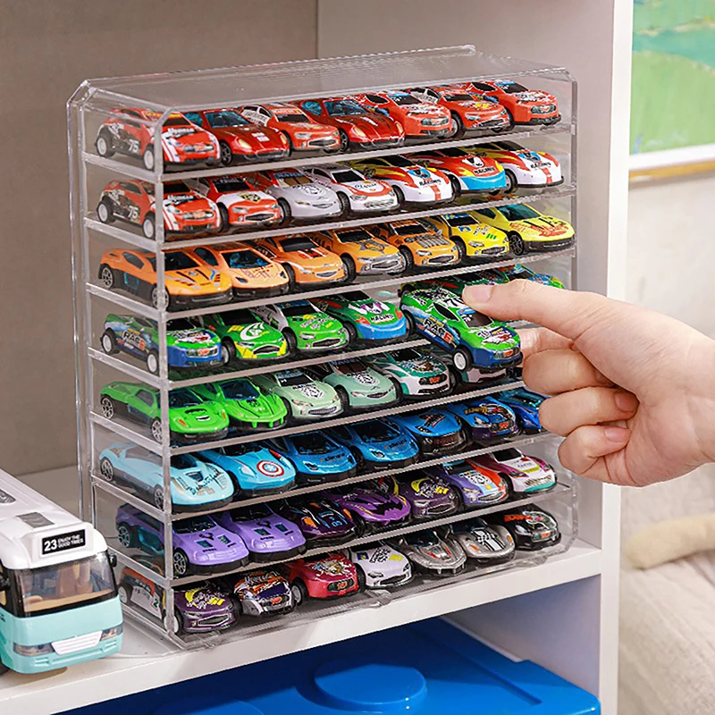 Model Car Display Box 1/64 Carpark Acrylic Model Scene Toys Set Gifts For Children Collection(Without Cars)