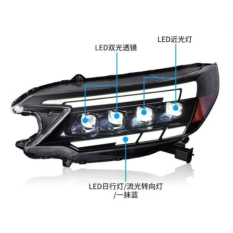 Faro auto per Honda CRV CR-V 2012-2014 aggiornamento proiettore 4 lenti tutto LED segnale dinamico lampada gruppo lampada anteriore