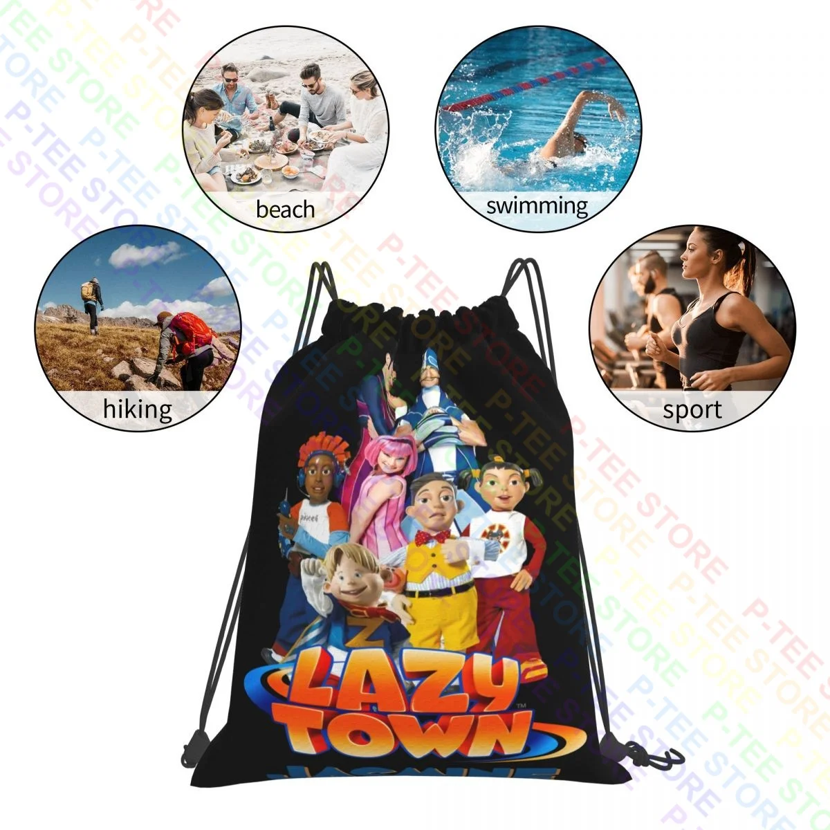 Lazy Town Stephanie Sportacus Drawstring Bags Gym Bag Vintage Swimming Personalised School Sport Bag