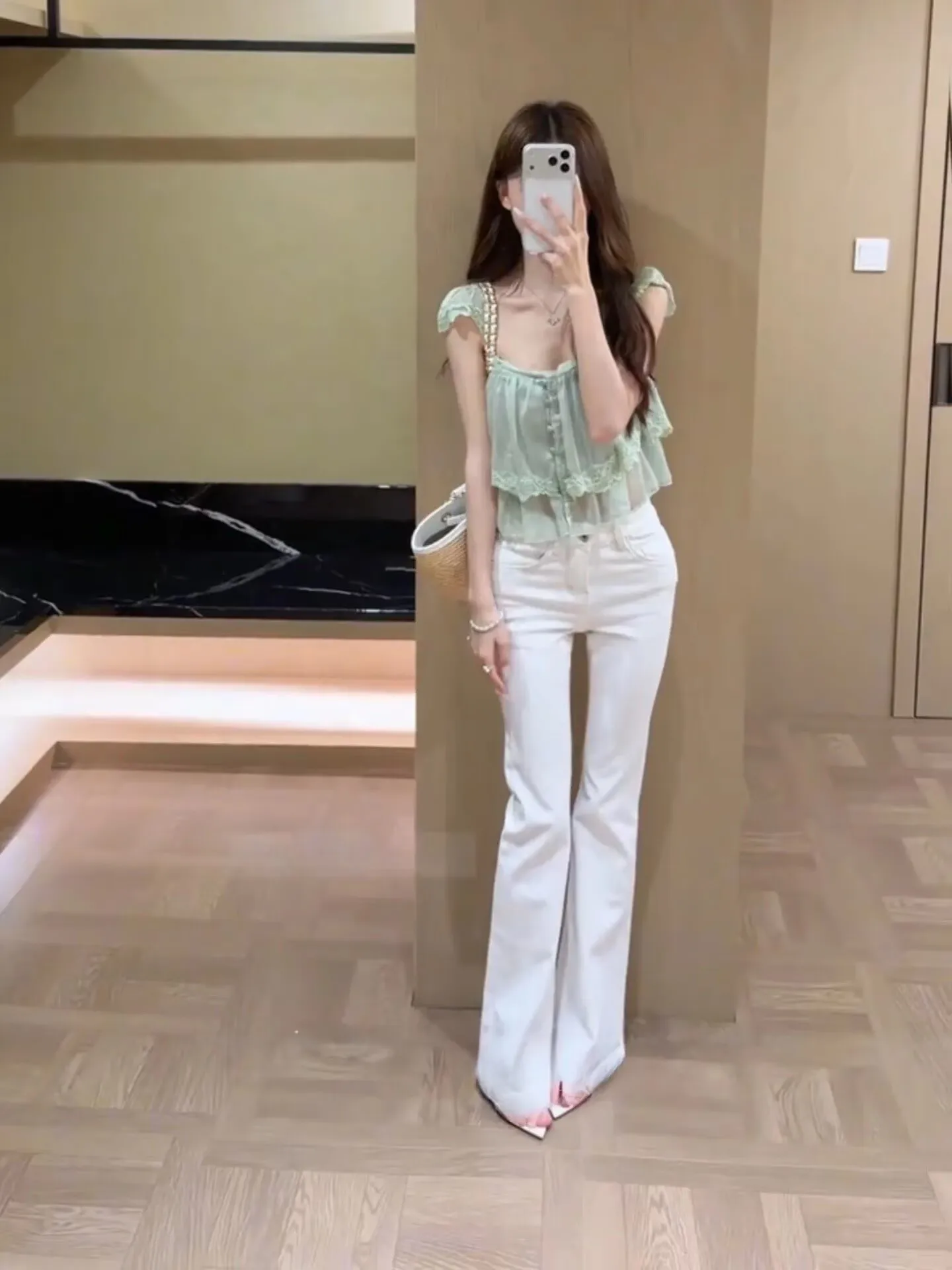 Sexy Teenage Girl Elegant Low Waist Denim Jeans Cotton Elastic Four Sided Stretch Design Thick Hip Pad mid Low Waist Design