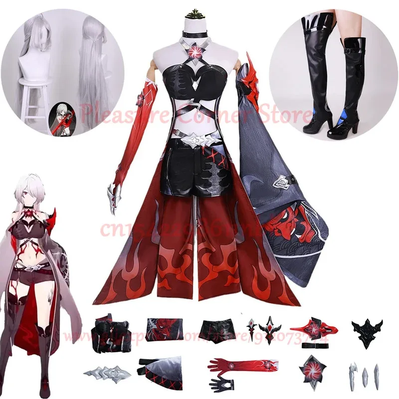 In Stock Acheron Cosplay Costume Honkai Star Rail Acheron Cosplay Dress Outfit Wig Shoes Huang Quan Huangquan Cosplay Prop view 5