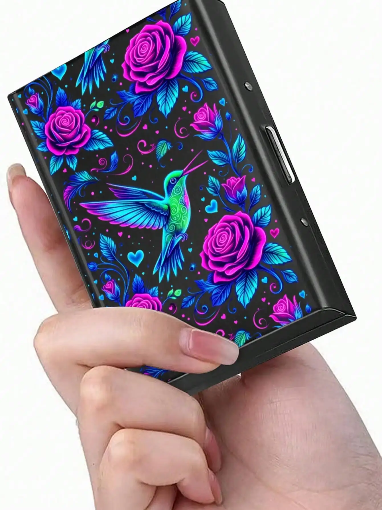 

Hummingbird Floral Print Portable Multi Pocket Card Organizer, Moisture Proof Anti-Friction Card Holder Wallet Storage Case For Credit Cards Membership ID Cards
