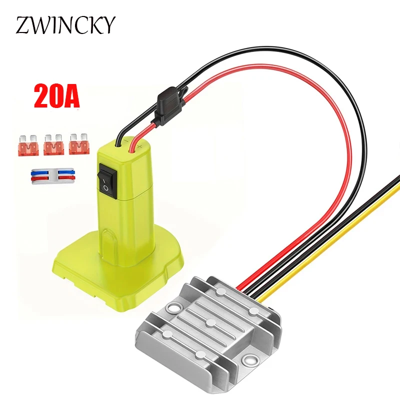 

Адаптер Power Wheel для аккумуляторов Ryobi 18V, преобразователь DC12V 20A, модели P102, P103, P104, P105, P107, для Li-ion и Ni-CD аккумуляторов.