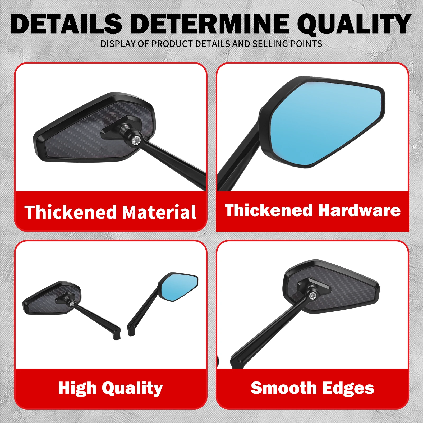 Motorcycle Rearview Mirror Left Right Side Mirror 8MM Thread For Harley Softail Breakout Sportster XL 1200 Dyna Fat Bob Touring 4