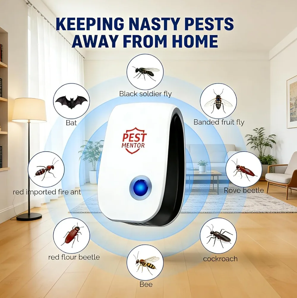 Repelente ultrasónico de plagas enchufable, control electrónico de insectos, repelente de mosquitos para el hogar, repelente de ratones, hormigas, arañas, cucarachas