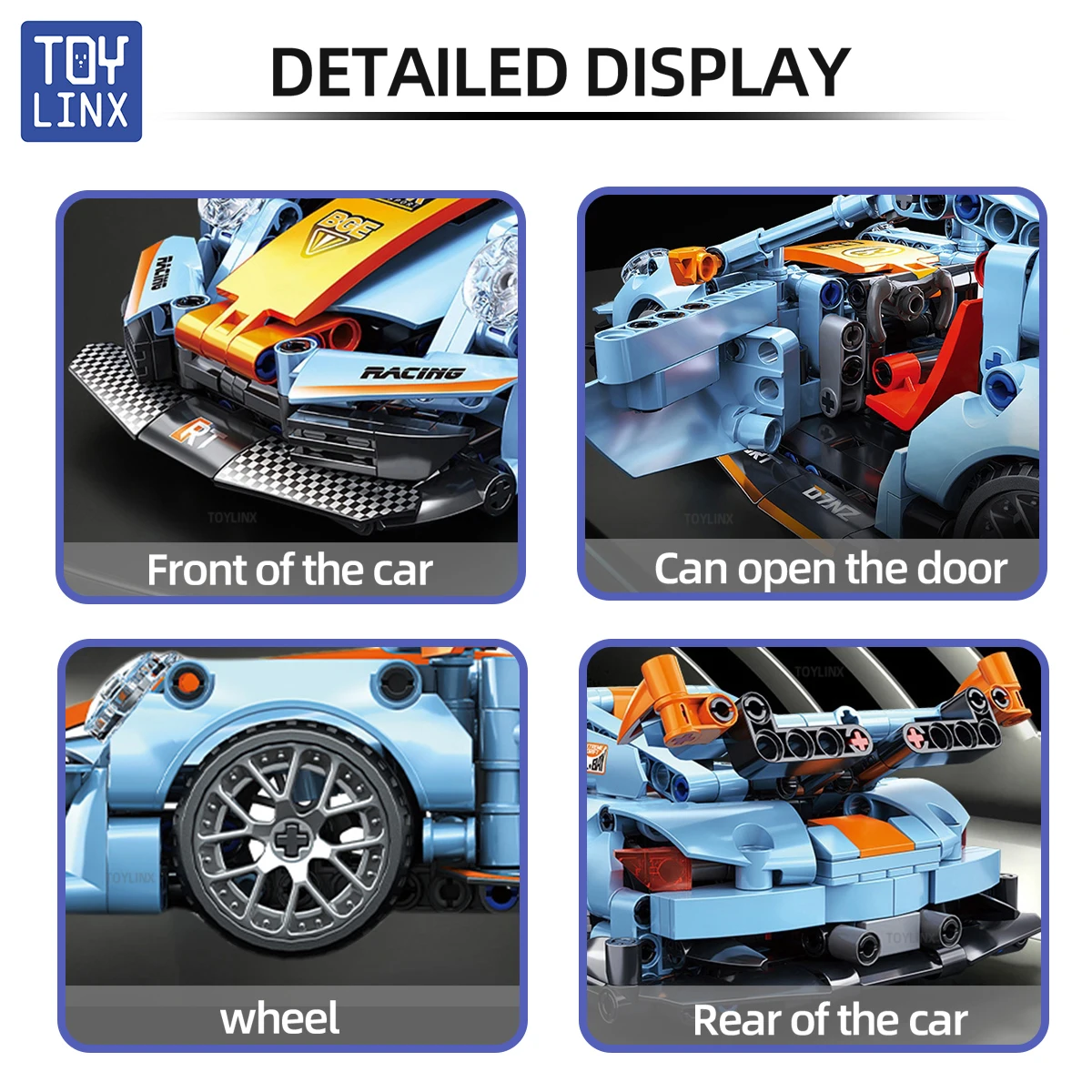 523 + قطعة تكنيك سباق السيارات اللبنات مجموعة 1:18 التراجع سيارة سيارة DIY بها بنفسك لعبة البناء هدية للأطفال بنين بنات الذين تتراوح أعمارهم بين 6 + #5