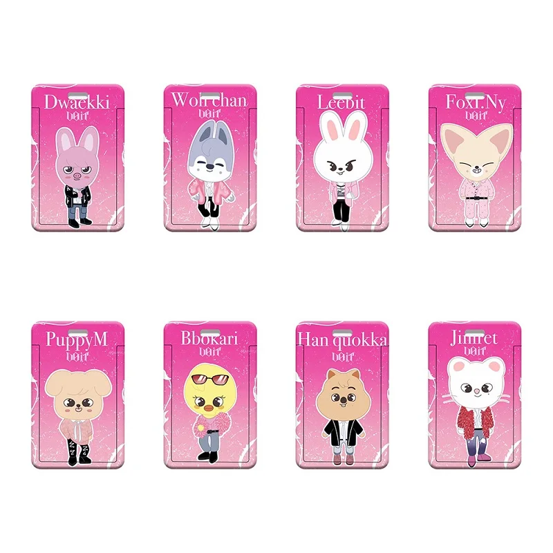Cubierta de tarjeta Straykids, cubierta de identificación de estudiante, tarjeta de comida de autobús, placa de pecho, tarjeta de comida SKZOO, cubierta protectora de tarjeta de animales de dibujos animados