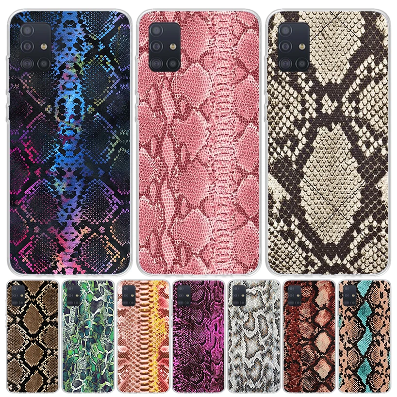 Pink Snake Skin Printing Drawing Phone Case For Samsung Galaxy A51 A41 A31 A21S A11 A01 A71 A50 A40 A30S A20E A10S A70 A6 A7 A8