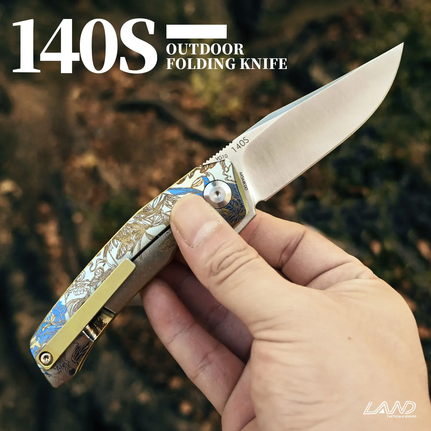 لاند 140S سكين للفرد في الهواء الطلق VG10 شفرة مقبض تيتانيوم التخييم الصيد البرية بقاء EDC سكاكين الجيب المحمولة