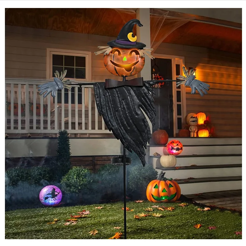 Solar Pumpkin Scarecrow Ground Lamp Luminous Decoration Halloween Outdoor Garden Scene Layout Atmosphere Props