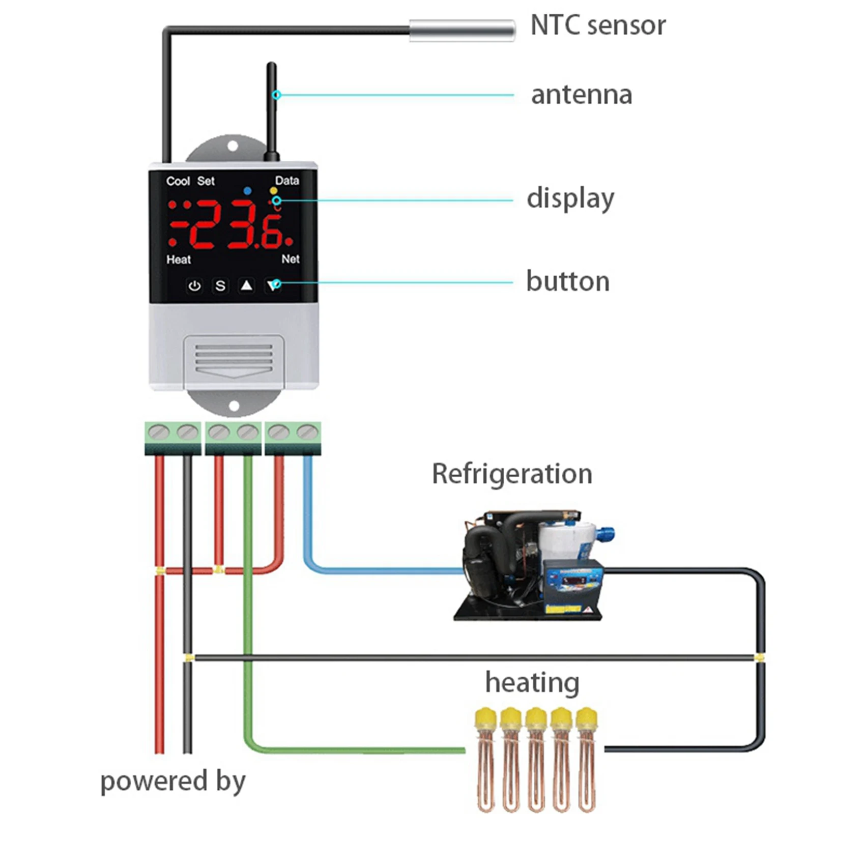 AFOURT-2X Wireless Wifi Temperature Controller Thermostat AC110-220V DTC1201 NTC Sensor Digital Display APP Control