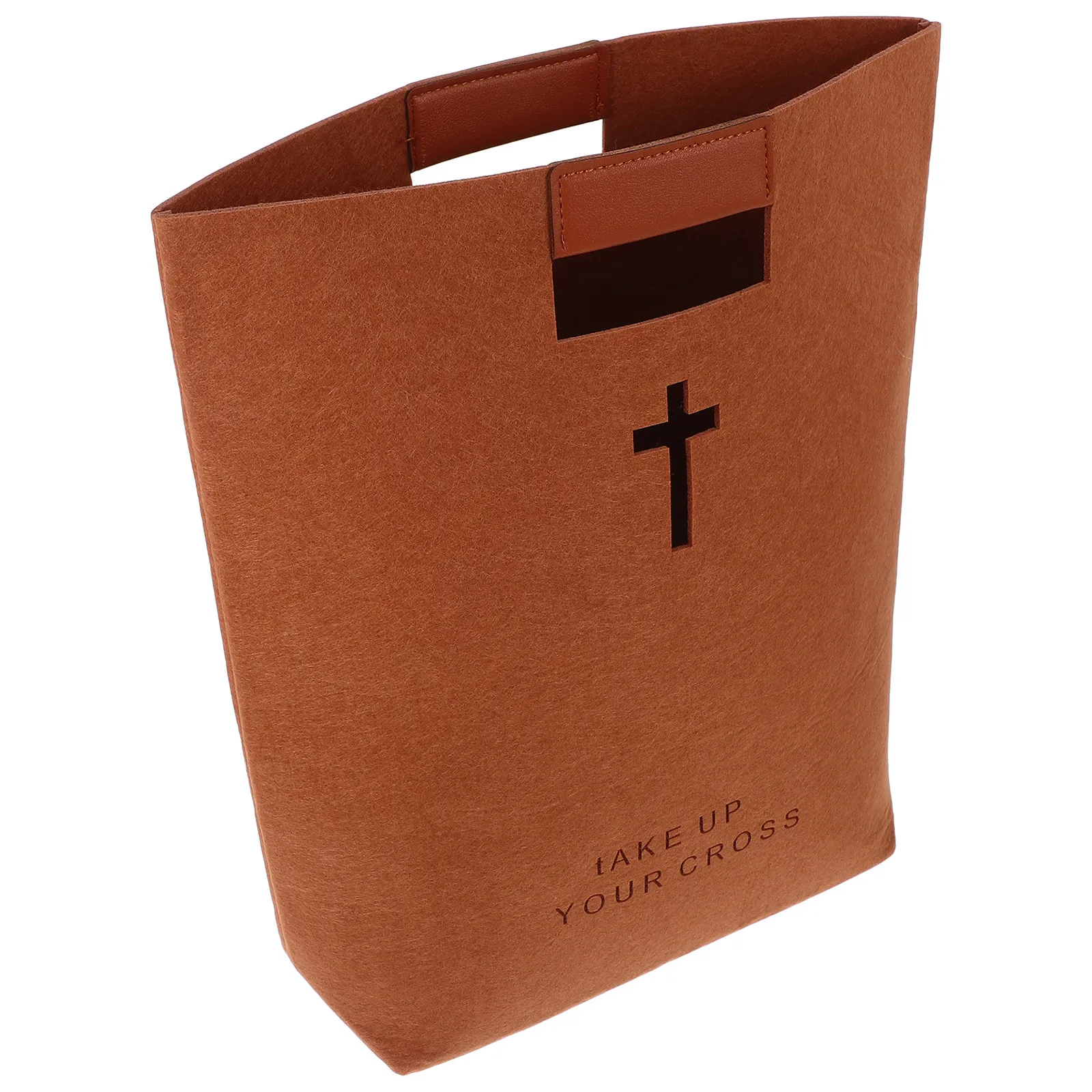 Large Capacity Felt Bible Bag Hollow Cross Pattern Multifunction Tote Bible Carrying Case Study Storage Grocery Bag