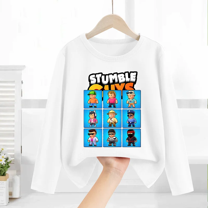 Struikelen Jongens Pullover Katoen Lange Mouw Cartoon T-Shirt Bedrukt Top Schattige Kawaii Baby Show Verjaardagscadeau Kinderen Meisjes Jongen Cadeau