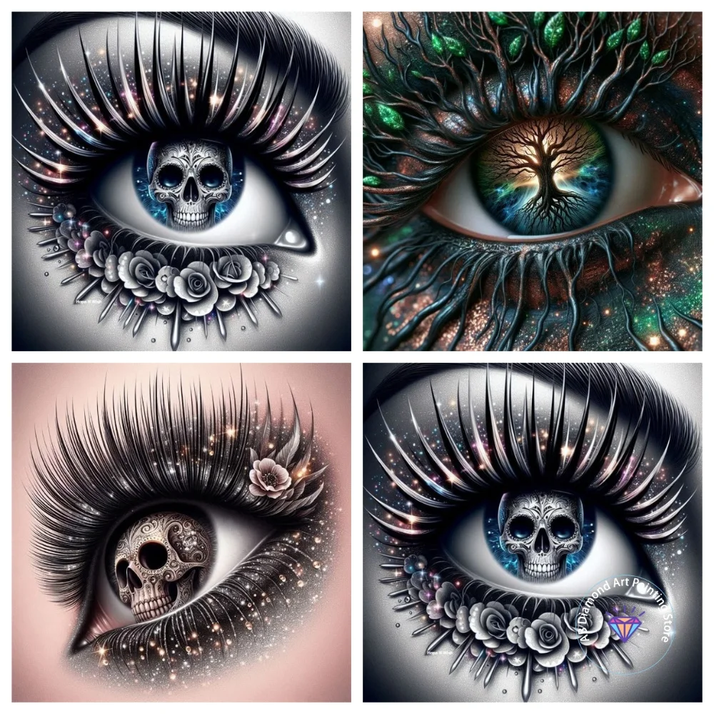 

Eye Skull AB Diamond Painting Kit Square Round Diamond 5D DIY Cross Embroidery Handmade Art Adult Exquisite Gift Home Decor